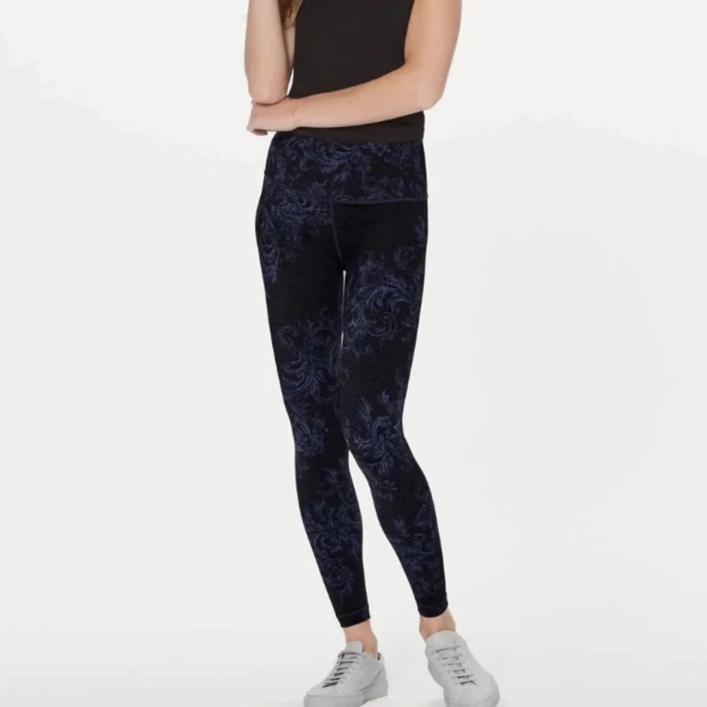 Lululemon Foliage Wunder Under Hi-Rise Tight Nulux Moody Blue Black Size 10